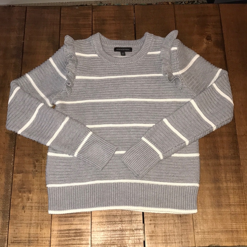 Ruffle Striped Sweater Banana Republic Sz M